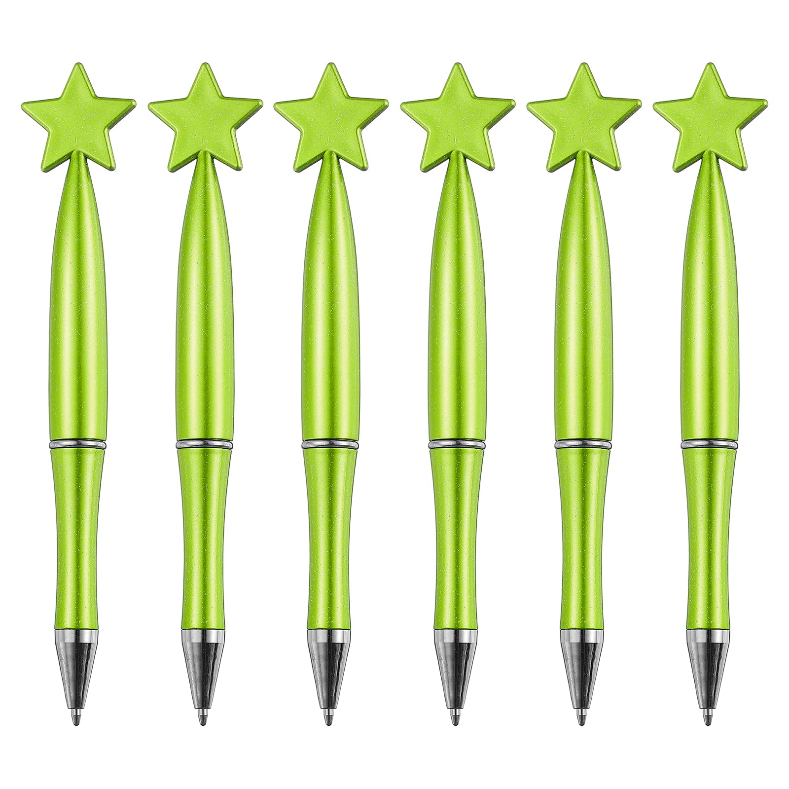 PATIKIL 6 Pcs Star Ballpoint Pens, 1.0mm Tip Cute Twist Writing Pens Black Ink for Home Office Writing Supplies Valentine's Christmas Wedding Party Gifts, Pearlescent Green