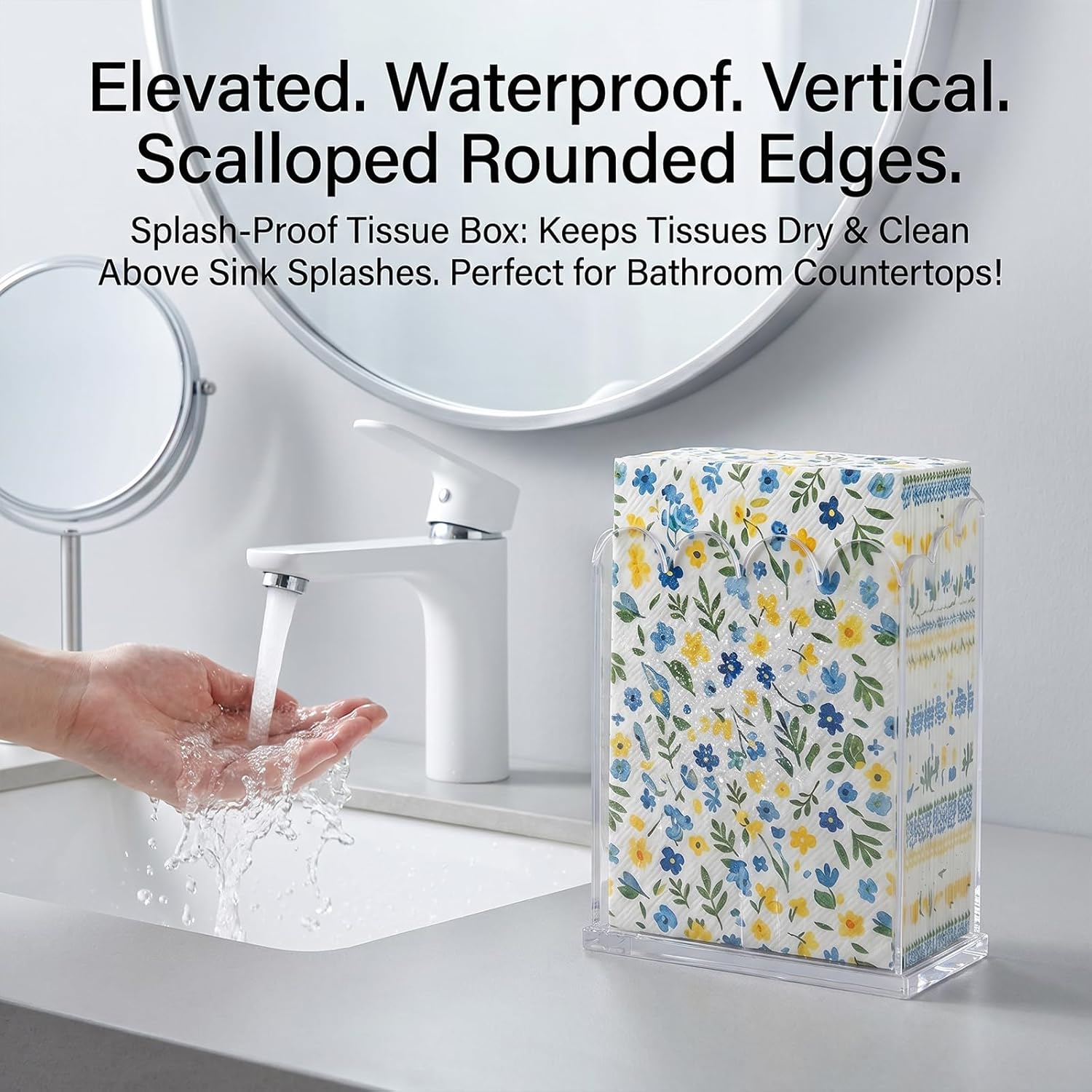 Chivalral Vertical Scalloped Acrylic Napkin Holder,4mmThick Towel Dispenser