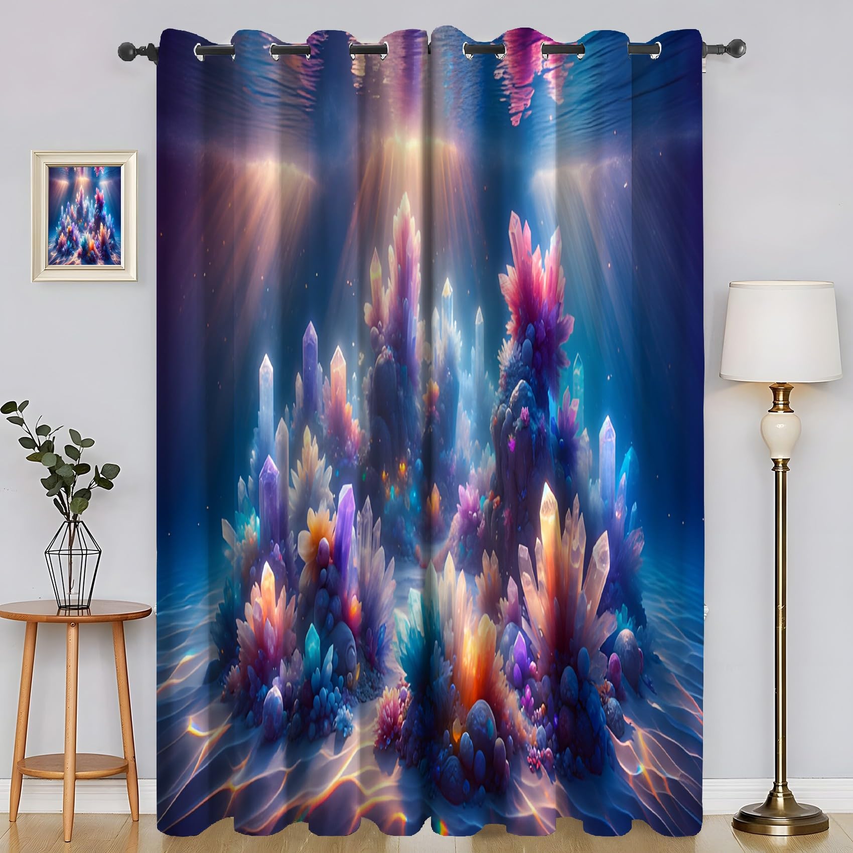 Genérico Izolowane termicznie zasłony zaciemniające 2 sztuki - 140x145cm, niebieskie i fioletowe szkło, zasłony dekoracyjne do salonu/sypialni, z pierścieniem do zasłony SA1172
