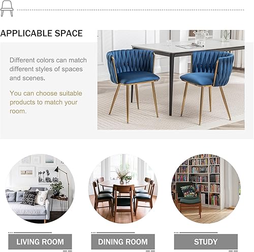 Miniatura 7 de Juego de 4 sillas de comedor de terciopelo, modernas sillas de comedor tapizadas con patas de metal dorado para comedor, tocador, cocina, sala de