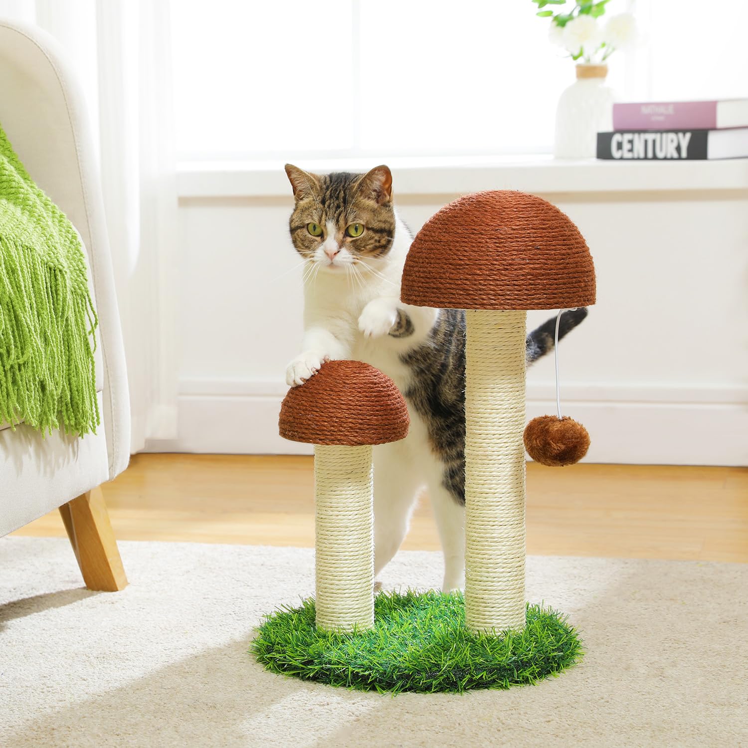 Adori Krabpaal Izzi - Krabpalen - 45x45x86 cm Wit Bruin - Krabmeubel - Pets Place
