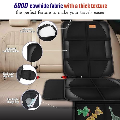 Miniatura 4 de Protector de asiento de automóvil, paquete de 2 protectores de asiento, acolchado de tela 600D más grueso, impermeable, duradero, respaldo