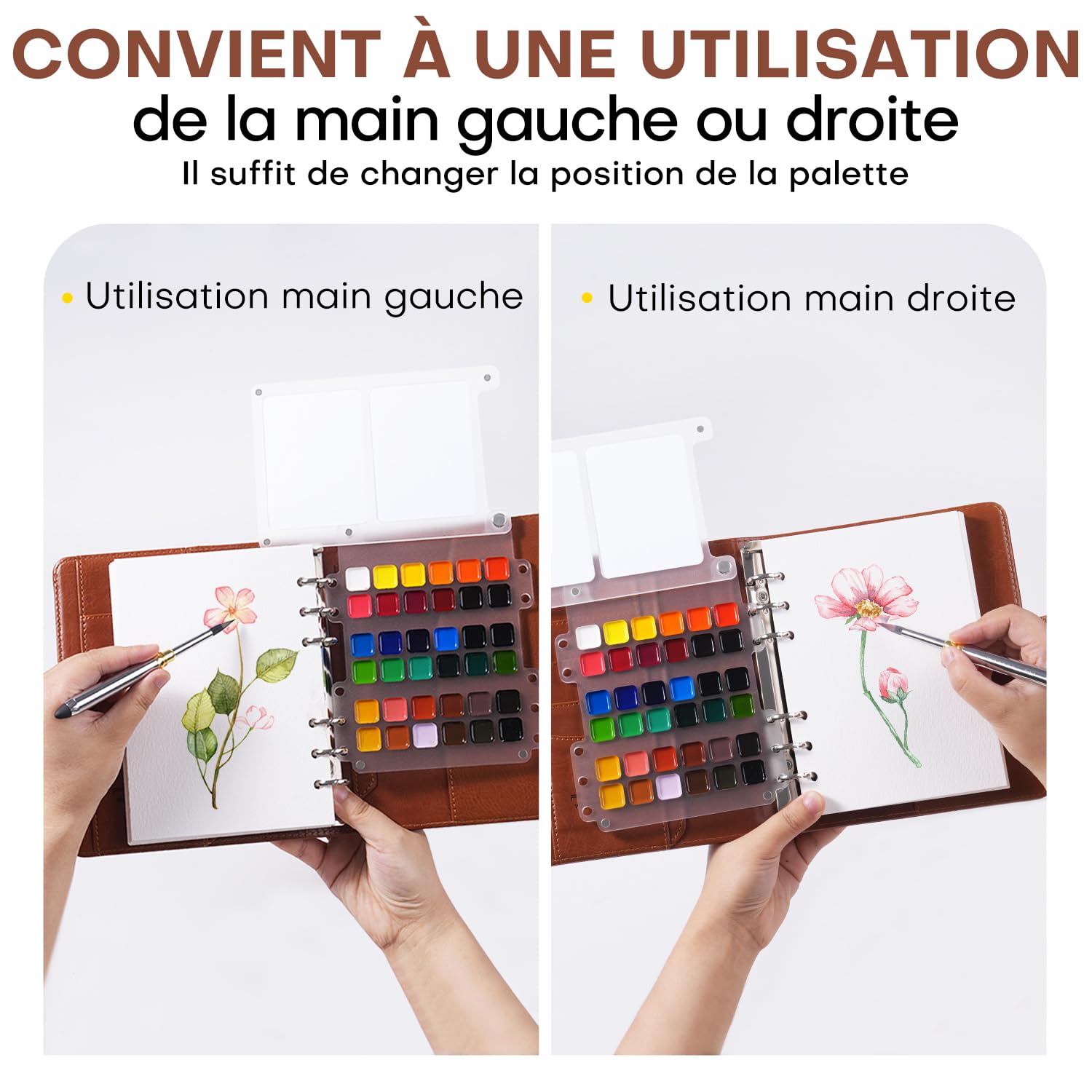 kit Peinture Aquarelle Voyage - 36 Couleurs avec Pinceau de Voyage, Papiers aquarelle 100% Coton, Couverture en Cuir PU | Set de Carnet de Croquis Aquarelle Voyage | idéal pour Artistes et Amateurs