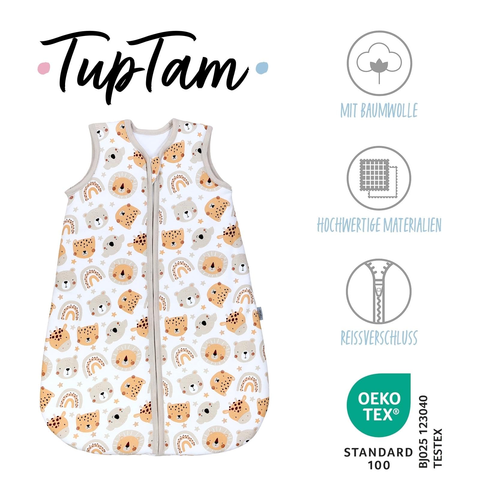 TupTam Sacco Nanna 2.5 TOG Tutte le Stagioni – Sacco Nanna Neonato, Cotone OEKO-TEX