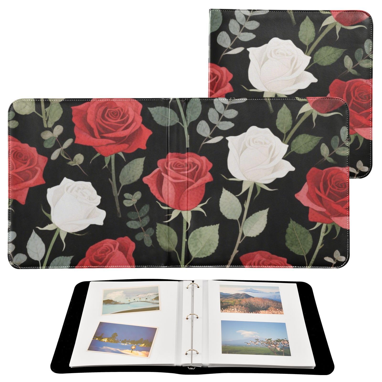 Photo Album 4x6, 5x7,6x8,Artificial Leather Photo Albums with 20 Detachable Sheets Rose Pattern for Family Wedding,Multi 12