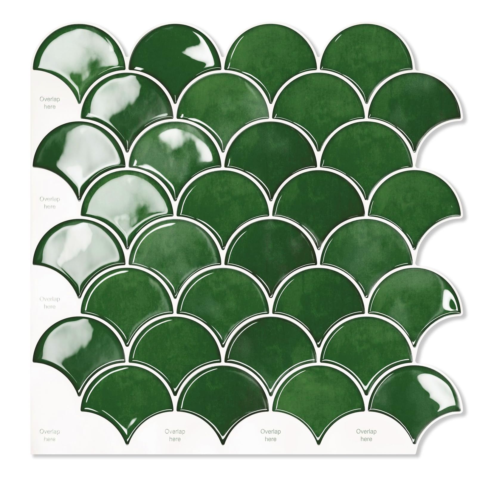 MOONFUN 10 Piastrelle Autoadesive Paraschizzi 30,5x30,5 Cm - Esagonali, Verde Scuro, Per Cucina E Bagno