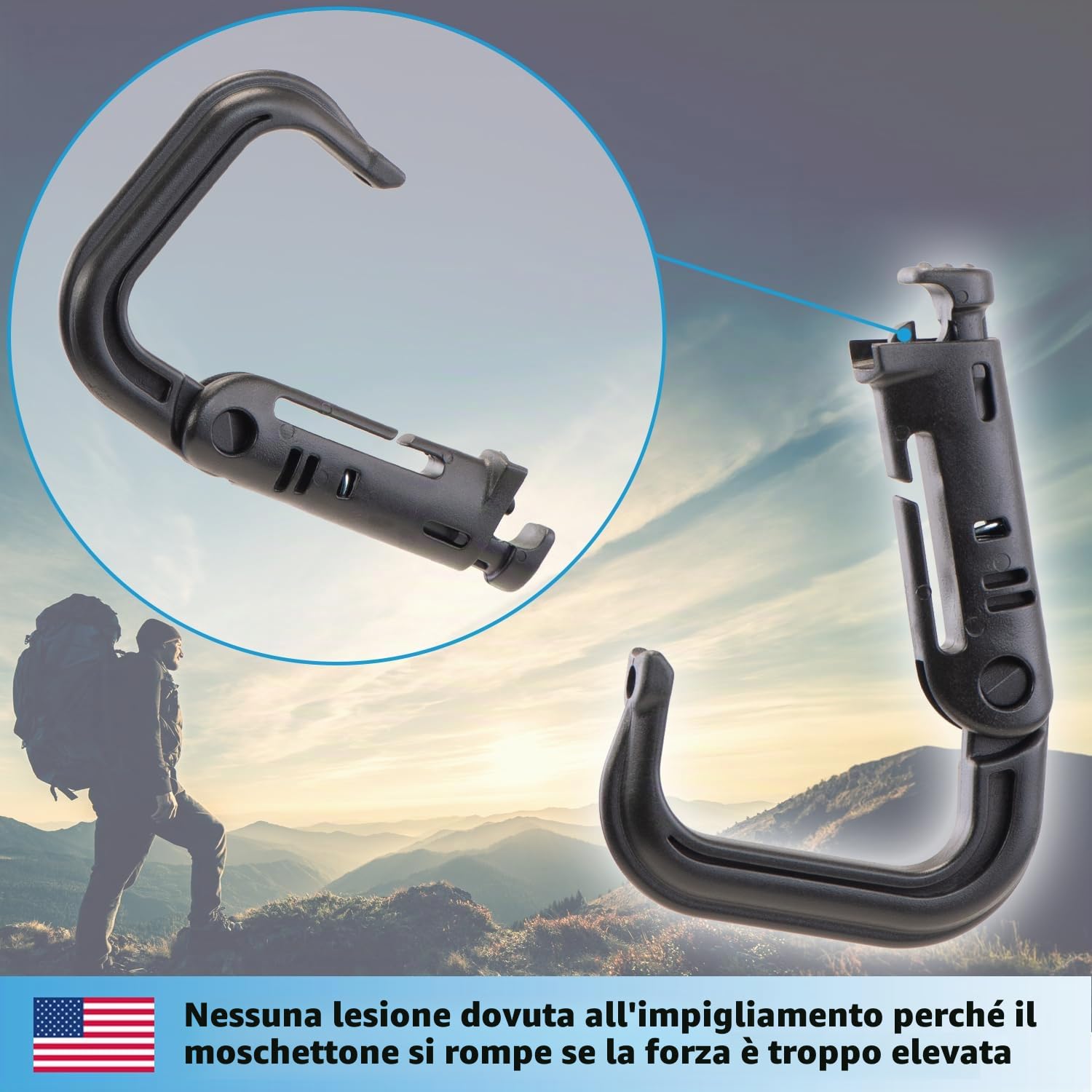 valonic 4 Pezzi D-ring Molle Tattico Cinghia Con Fibbia Di Chiusura Moschettone