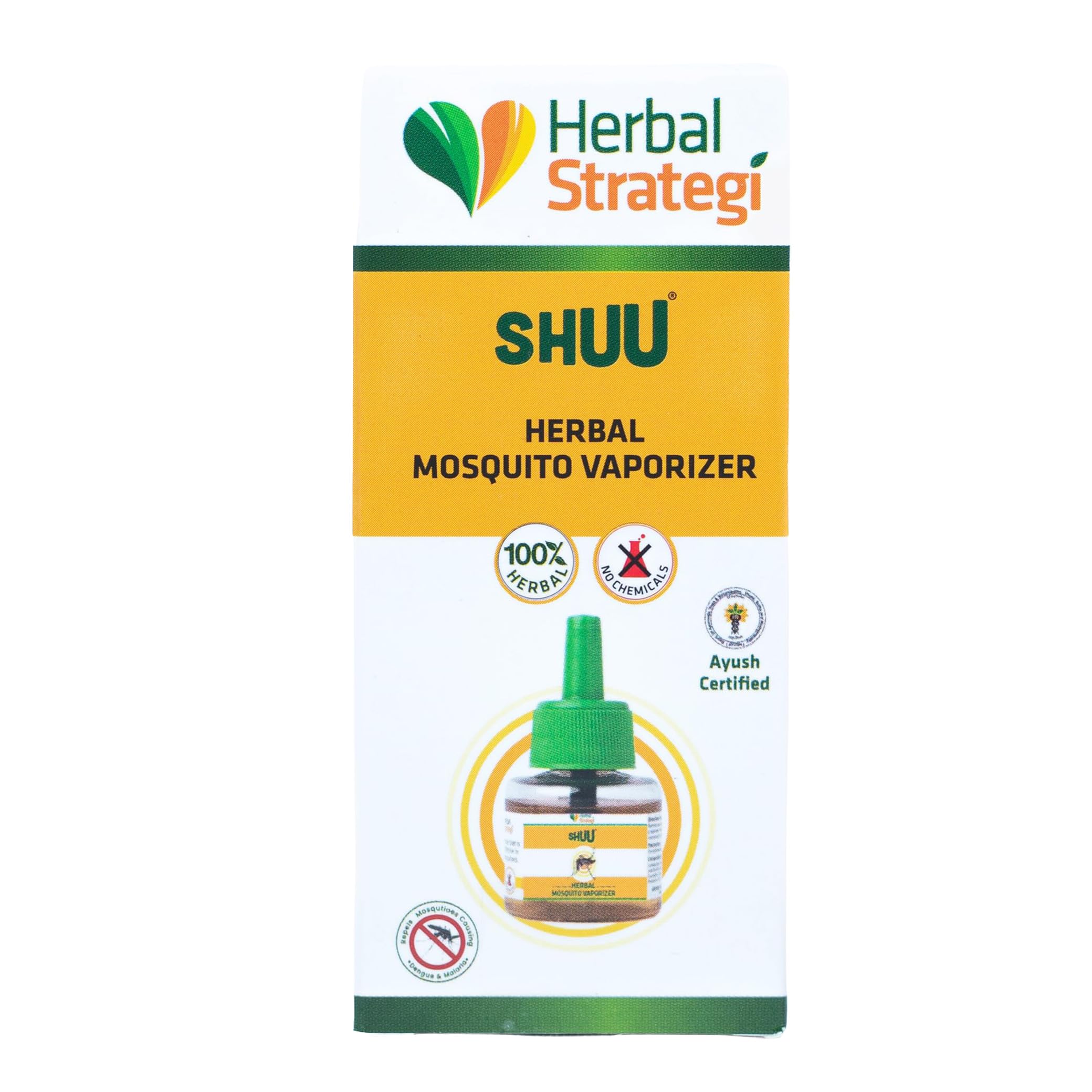 Herbal Strategi Mosquito Repellent Vaporizer Liquid - Natural, Vegan & Eco-Friendly | 100% Herbal and Chemical free | Baby and Pet safe | Ayush certified | 40ml 1