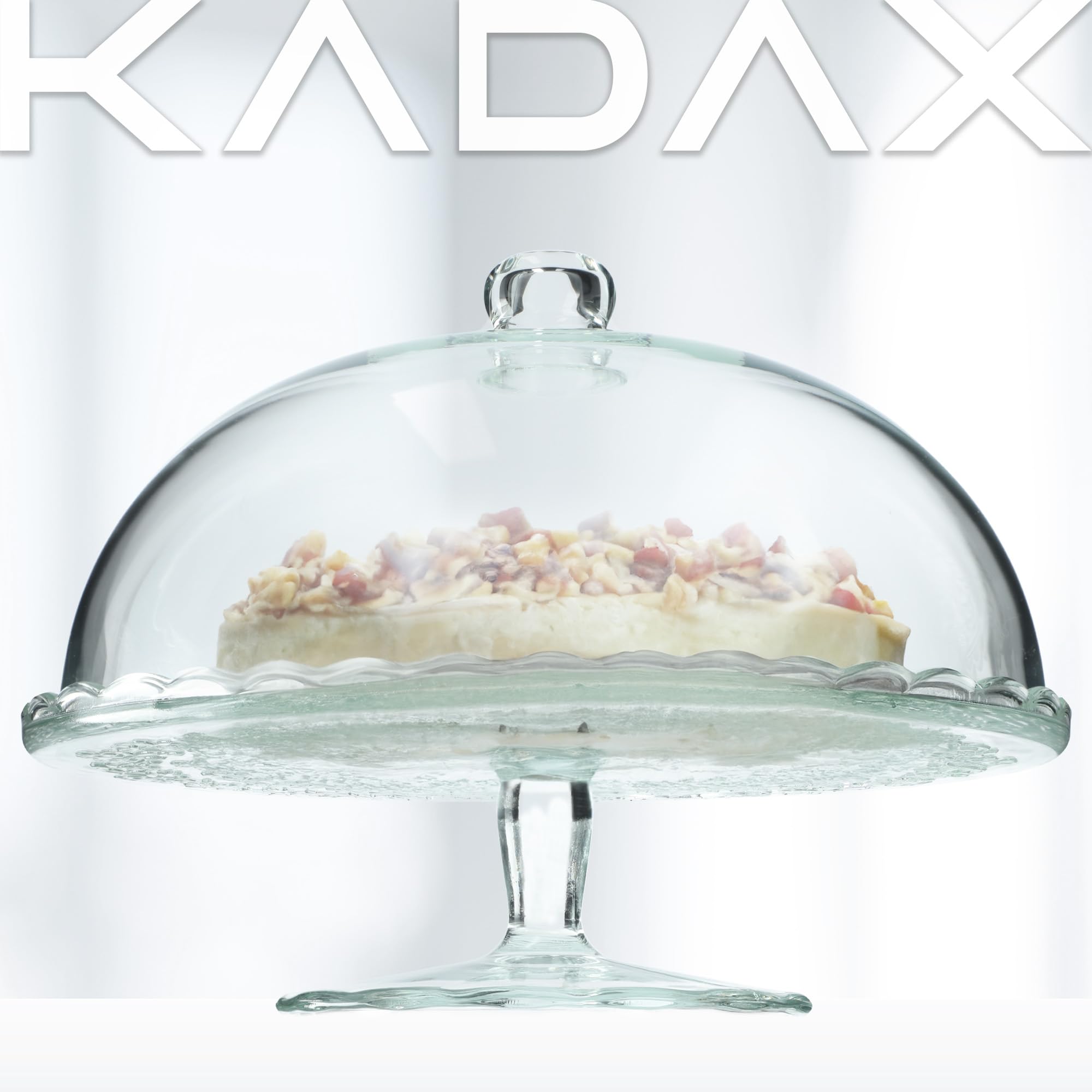 KADAX Soporte para tartas con tapa, plato transparente para tartas con pie, elegante campana de cristal, resistente plato para servir (redondo de 29 cm de diámetro)