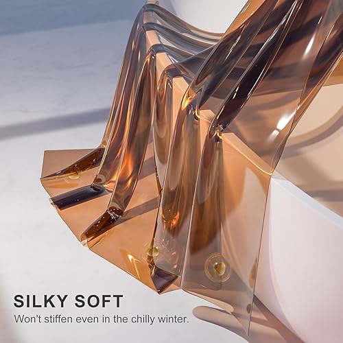 Vista 2 de AmazerBath Forro de cortina de ducha, 100% EVA, suave ámbar transparente, resistente, cortina de ducha y forro 2 en 1, 72 x 72 pulgadas, forro