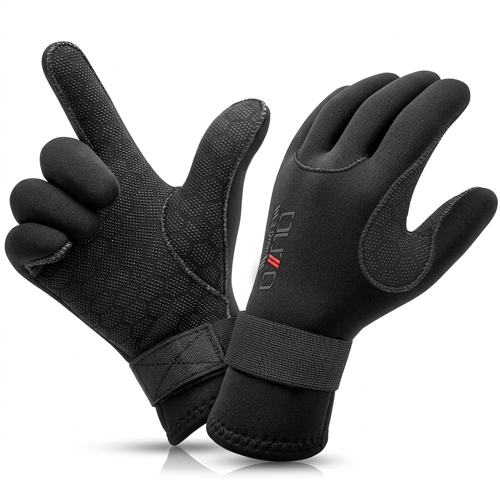 Skyone Neoprene Gloves Scuba Diving Gloves Men Women, 3MM 5MM Thermal Anti-Slip Flexible Wetsuit Dive Gloves with Adjustable Wrist Strap, Surf Gloves for Snorkeling Sailing