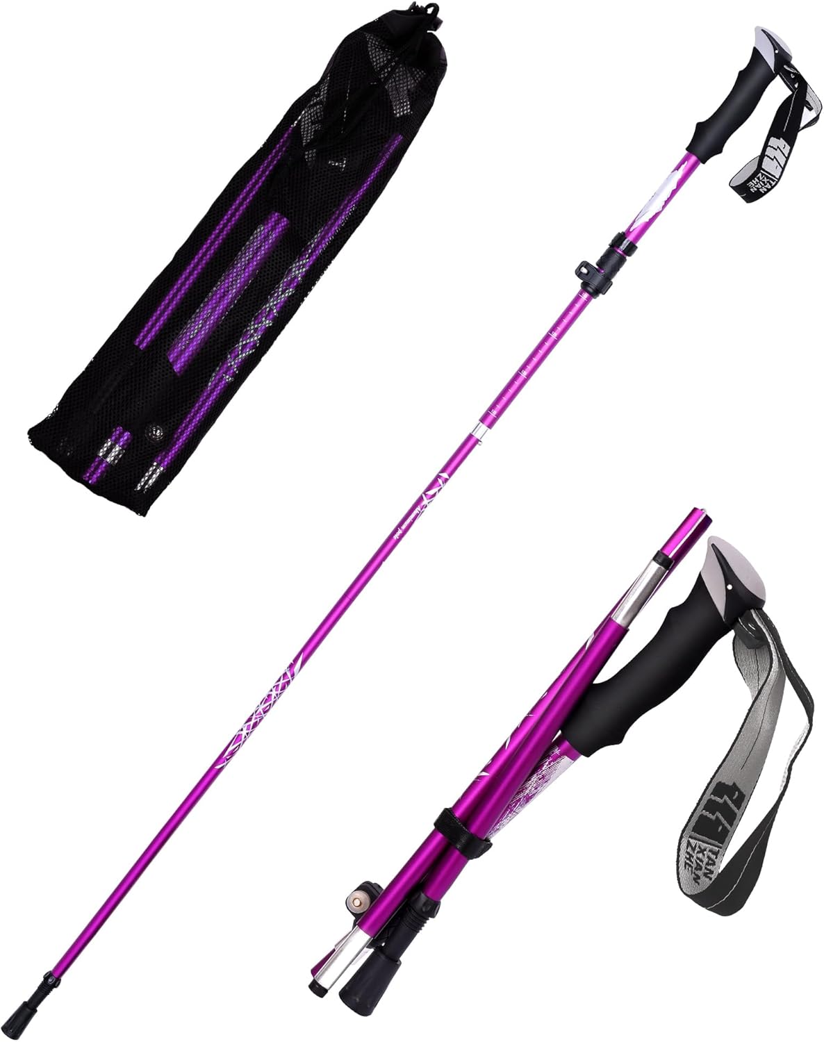Hiking Poles Collapsible Lightweight – Walking Stick, Aluminum, Walking Cane with Soft Grip, for Seniors, Men and Women
