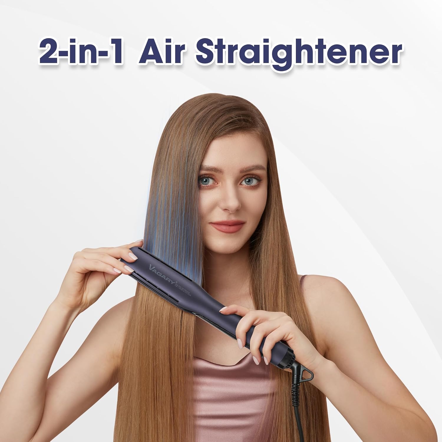 VAGARY Hair Straightener -Professional Air Straightener, Air Straight Drying and Hair Styling in One Step, 2 in 1 Hair Straightener with 3 Temperature Settings, Auto-Shutdown, 110V-240V Dual Voltage