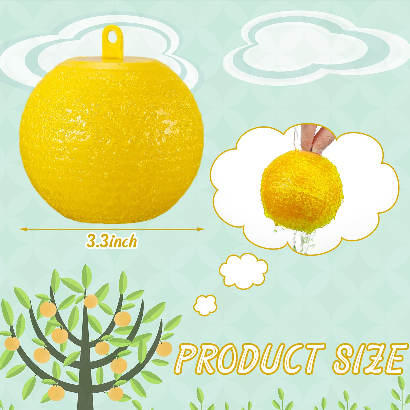 Qualirey 10 bolas adhesivas para atrapar moscas de la fruta, bola adhesiva para atrapar moscas, moscas, mosquitos, avispas, insectos, insectos voladores, trampas de bolas de trampa (amarillo)