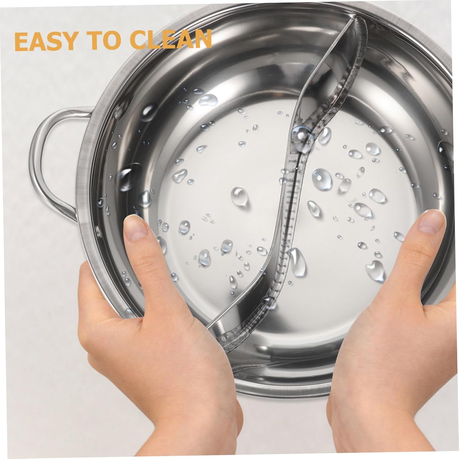 Stainless Steel Hot Pot with Lid, Double-sided Separation Xmas