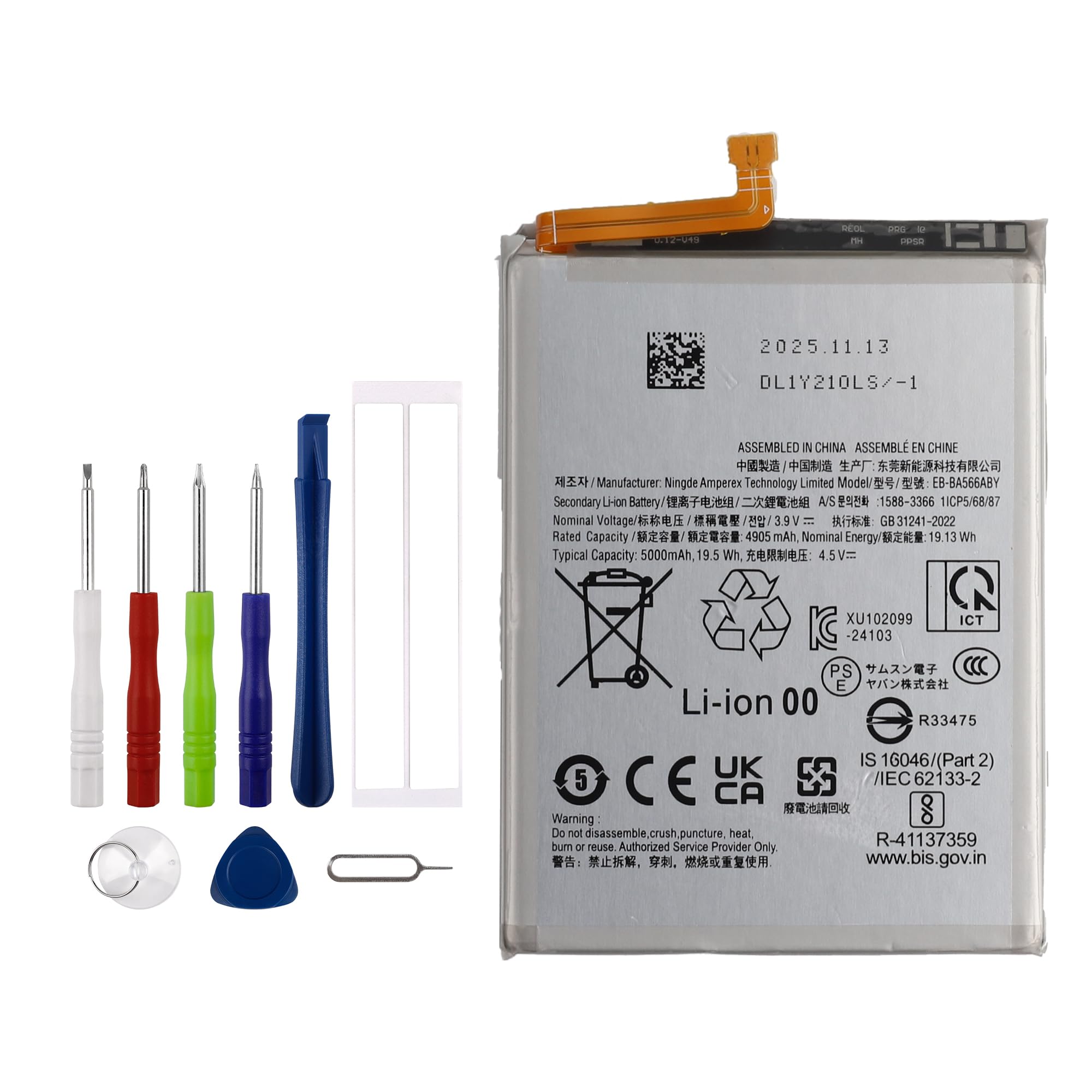 Vvsialeek New EB-BA566ABY Replacement Battery Compatible with Samsung Galaxy A36 5G SM-A366/Galaxy A56 5G SM-A566 with Technical Toolkit