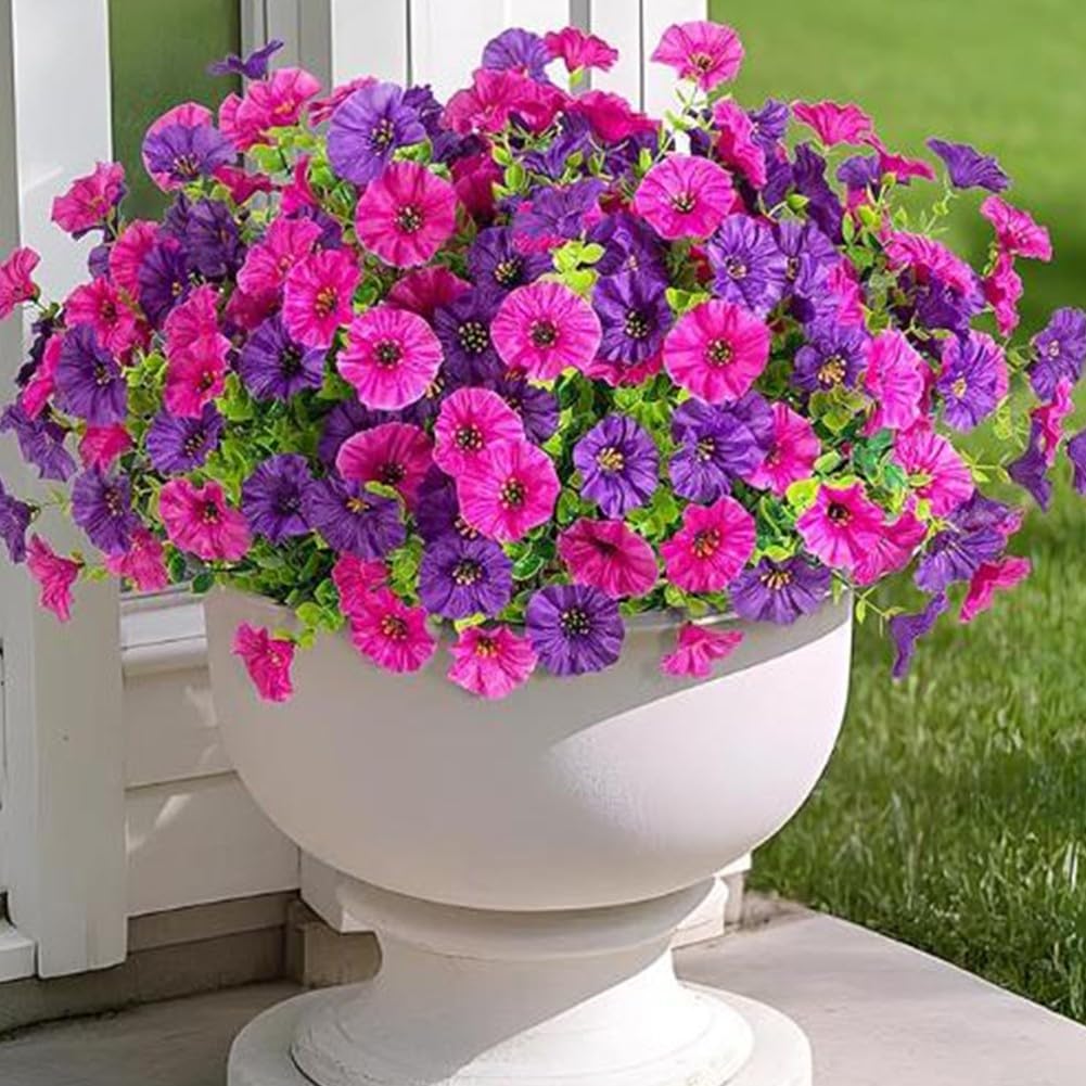 Juego de 10 flores artificiales de seda, eucalipto (10 rosas rojas y rojas)
