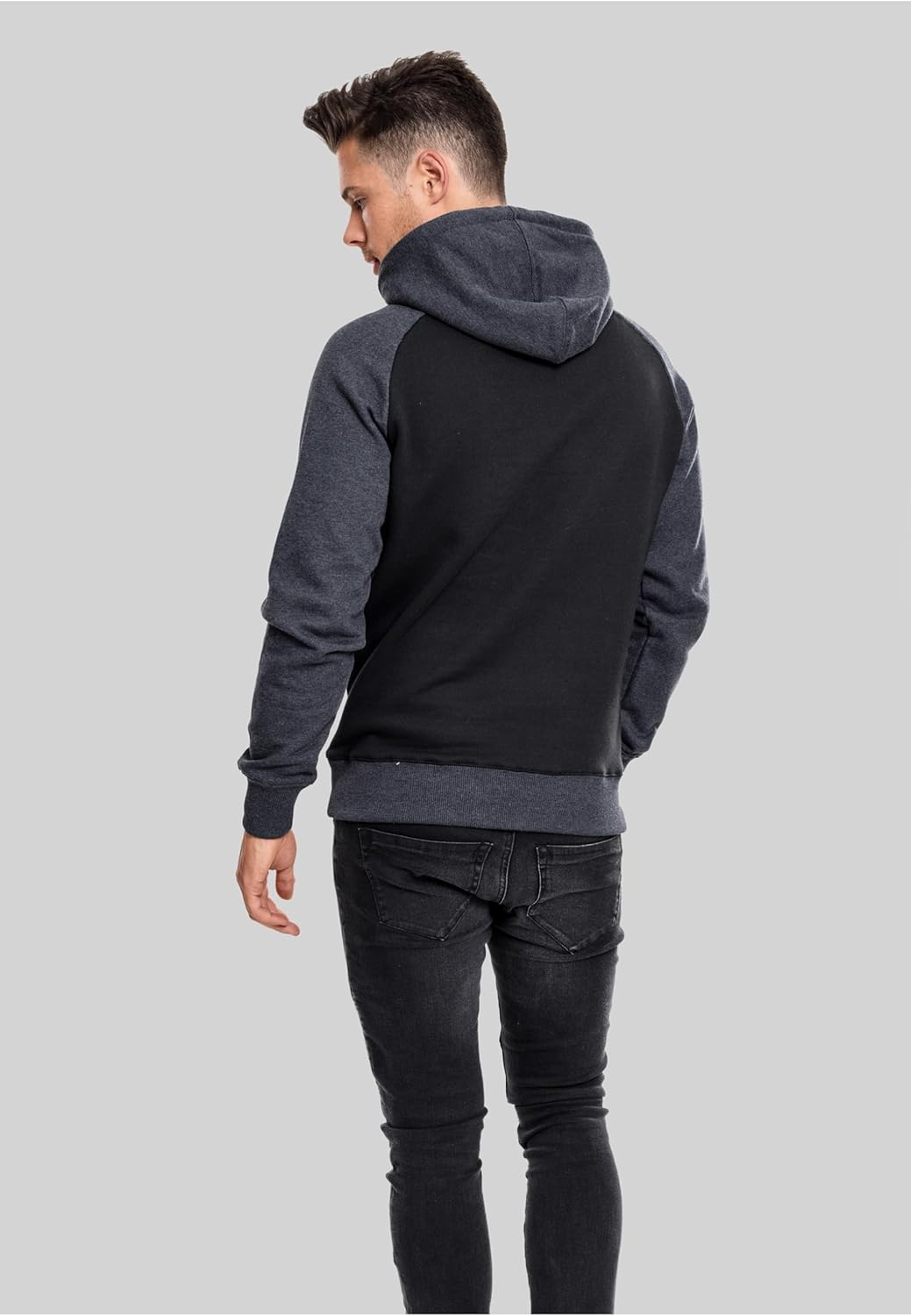 Urban Classics Mens Hoody TB666 Raglan Contrast Hoody Color: black/charcoal in Size: XX-Large