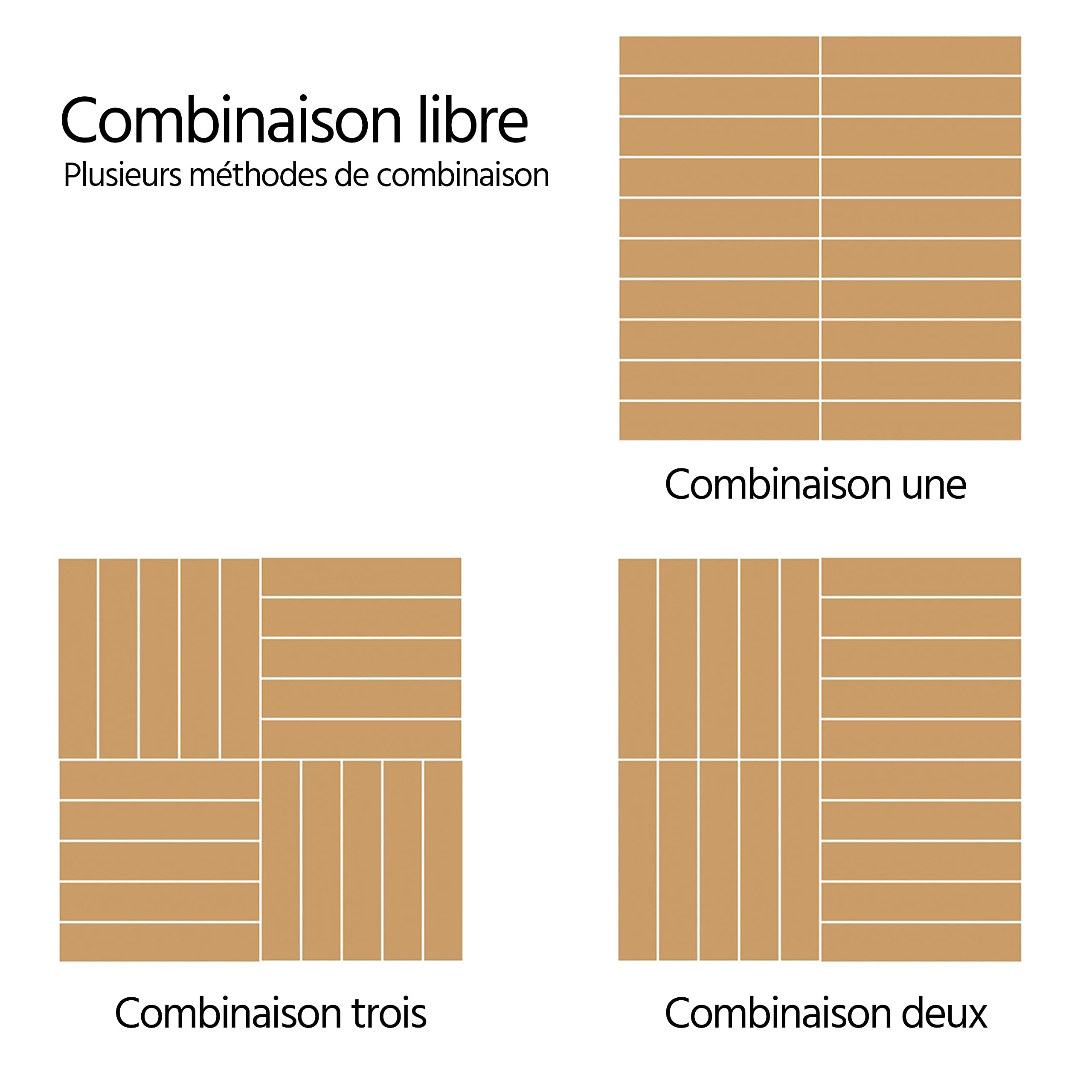 Yaheetech Lot de 27 Caillebotis Bois Exterieur Dalles de Terrasse en Bois Composite avec Système d’Emboîtement Revêtement de Sol Extérieur Intérieur 30 x 30 cm