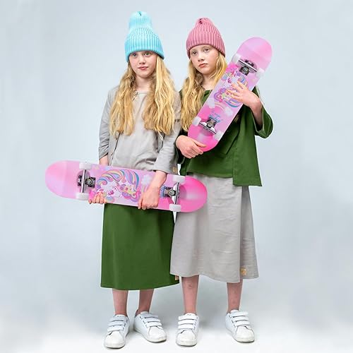 Miniatura 5 de Patinetas para principiantes, niños, niñas, adolescentes y adultos, patinetas estándar completas de 31 pulgadas con diseño de unicornio y calavera