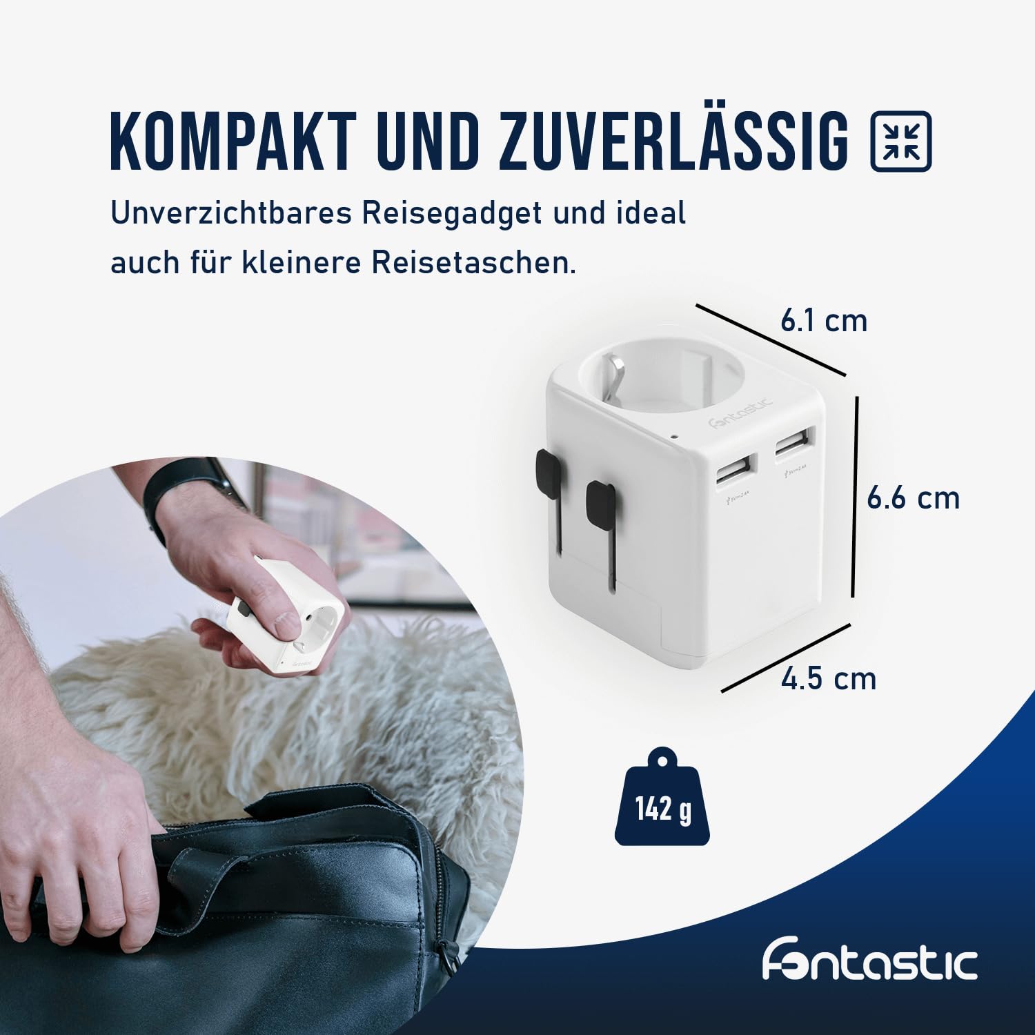 Fontastic Adattatore universale mondo Planet, adattatore da viaggio per oltre 100 paesi, presa USB con adattatore USA, OFF e UK, adattatore con funzione di protezione