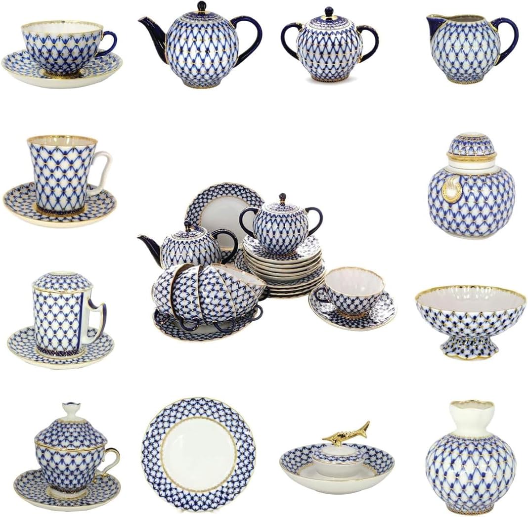 Bone China Cup and Saucer May Cobalt Net 5.6 fl.oz/165 ml