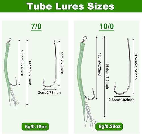 Miniatura 3 de Señuelos de tubo de pesca para pesca con ganchos de acero inoxidable, giratorios de barril para Striper de agua salada