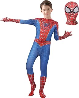 Kids Superhero Costume Halloween Suits Cosplay Toddler Bodysuit with Mask, 3D Style Superhero Jumpsuit for Boys