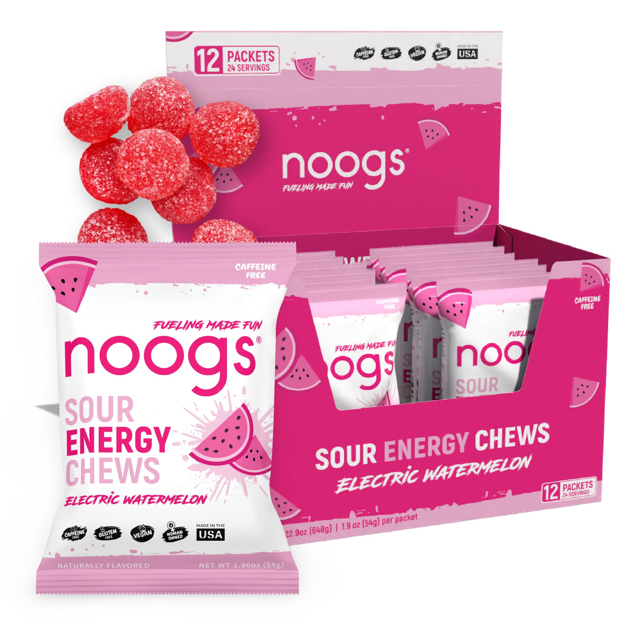 Noogs Mastigáveis para Energia com Eletrólitos, 150 mg de sódio e 50 mg de potássio, 144 unidades