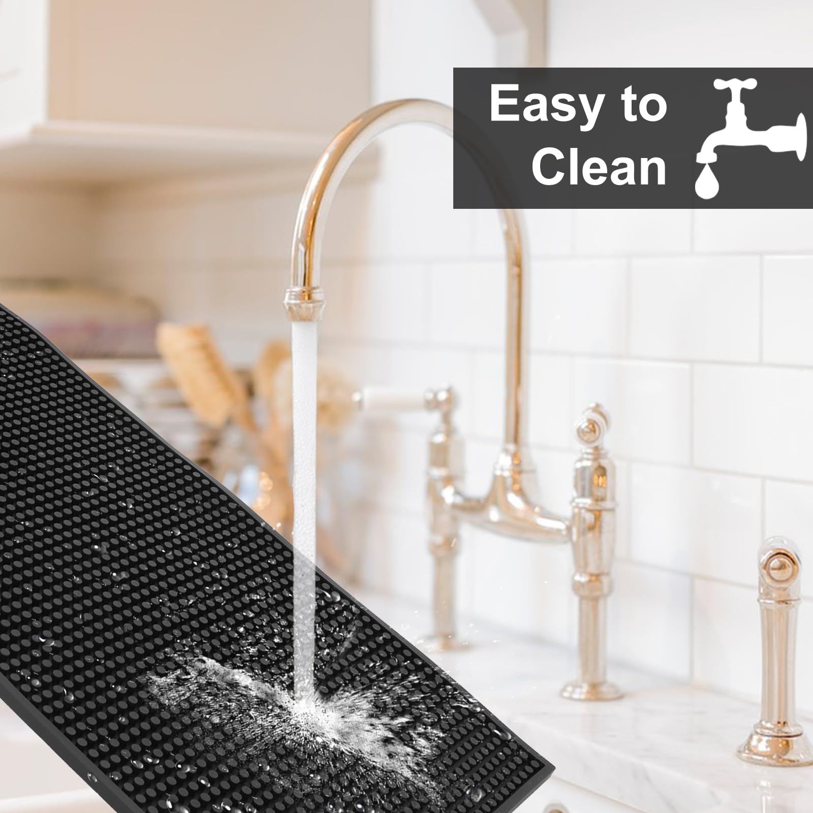 2 PCS 24"x 12" Rubber Bar Mats, Non-Slip Bar Service Spill Mat, PVC Bar Service Mat, Restaurant Kitchen Counter Bar Pad for Counter Top, Cafe, Bar, Kitchen, Restaurant, Hotel