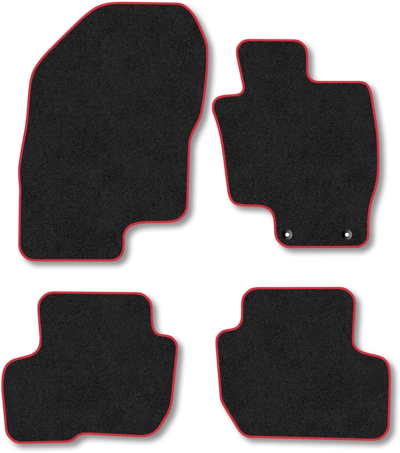 Mitsubishi Outlander (2014-2021) PHEV Premium Car Mats Accessories Tufted-Pile Carpet Red Trim Tailored Fit Non-Slip Accessory Floor Mats Compatible Full Front & Rear Set Full Coverage with Clips