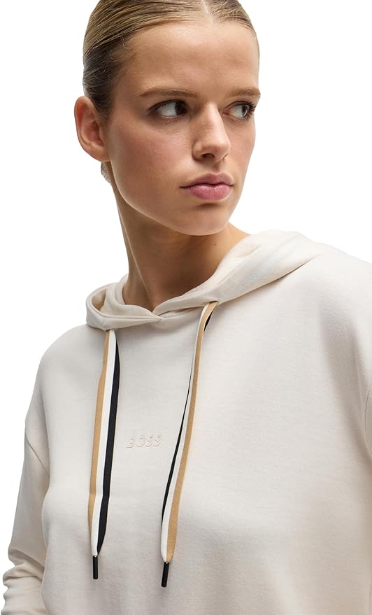 BOSS Cp Stripe_Hoodie Women's Loungew Sweatshirt, Blanco (Open White118), M - View #4