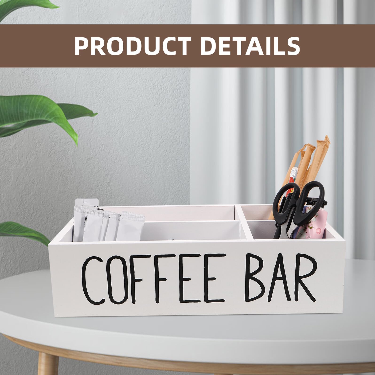 jojofuny Boîte de Rangement pour Sachets de Thé et Café Compartimentée Bois avec Fermeture Hermétique