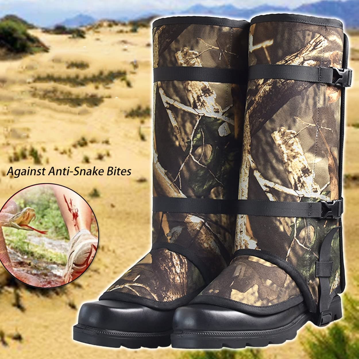 LANGWEI Polainas De Caza De Camuflaje, Polainas Impermeables Gruesas Ajustables para Botas De Nieve, Polainas De Serpiente Antidesgarro para Hombres, Mujeres, Caminar, Escalar, Esquiar