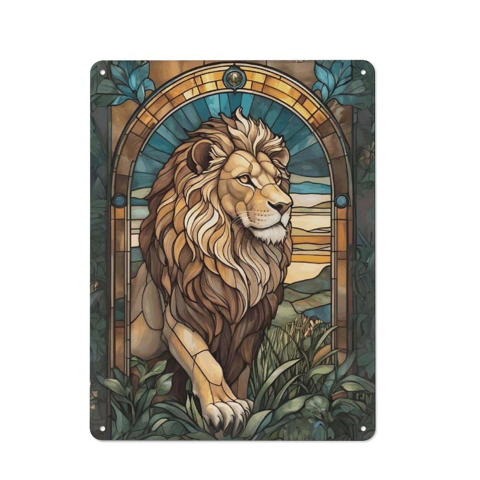 Junmoney Lion Animal Tin Wall Plaque 40X30cm With For Café Or Home Bar, New-Space Wall Decor For Hospitality Decor Collectors