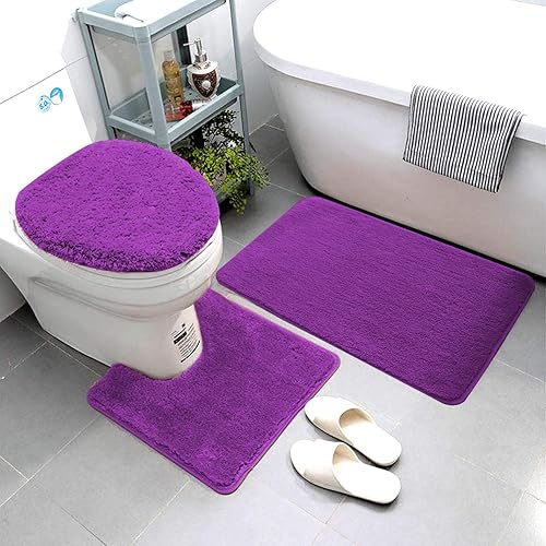 Miniatura 7 de Luxury Home Linen - Juego de 3 alfombras de baño de microfibra súper suave y esponjosa absorbentes con respaldo de goma, incluye alfombra de baño