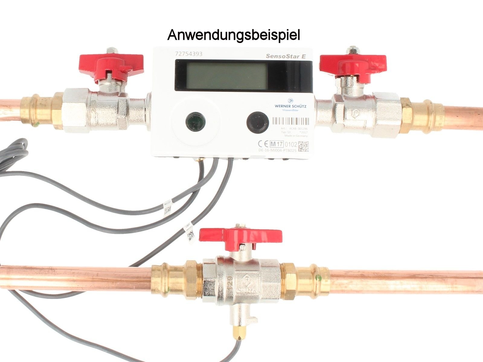 Einbausatz zu Wärmemengenzähler 1/2 Zoll x 110 mm - mit Kugelhähnen