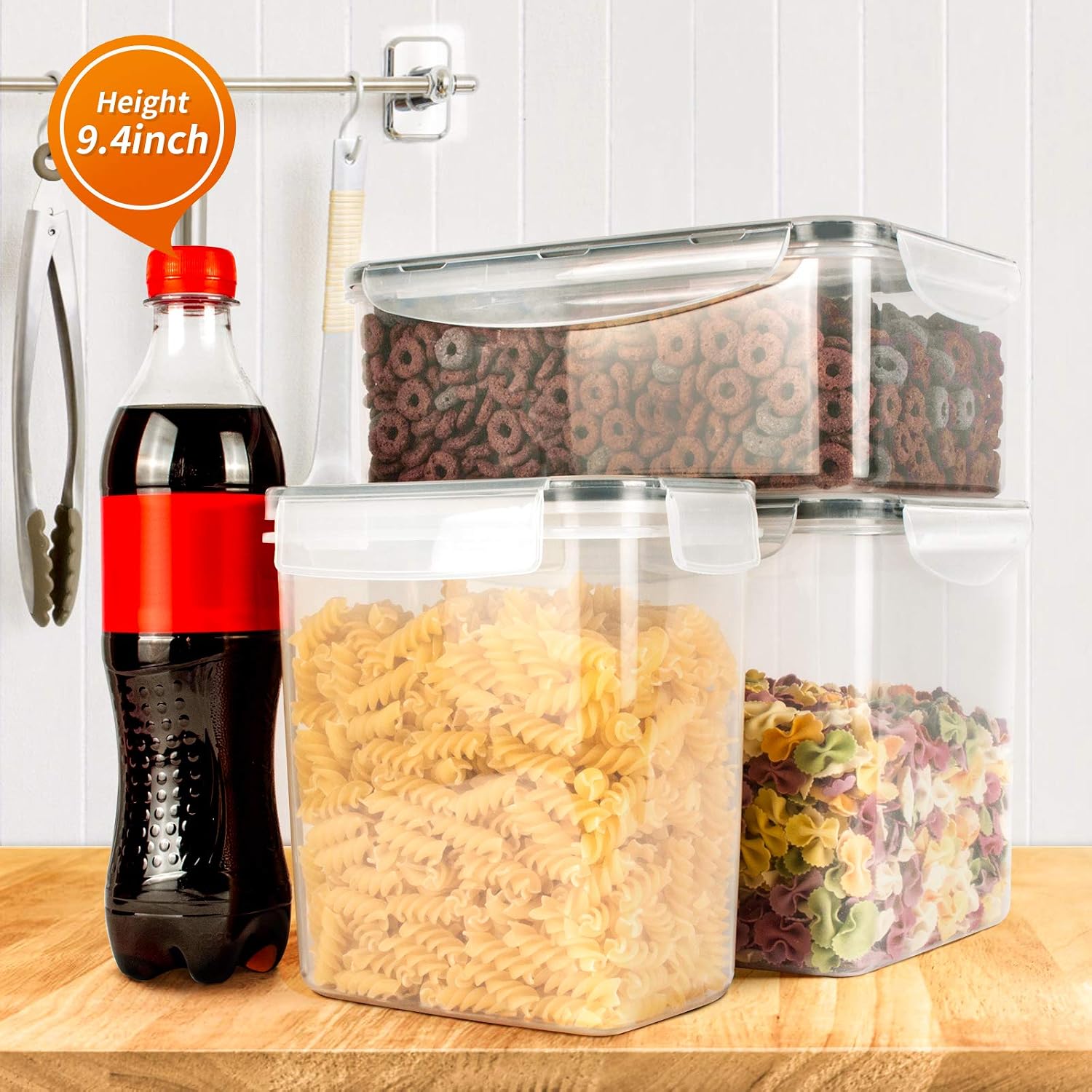 Kitsure Airtight Food Storage Container Set wtih Lids - 8 PC - Leak-proof & BPA Free, Pantry Organization and Storage for Sugar, Flour and Baking Supplies, With 1 Measuring Cup & Spoon Set