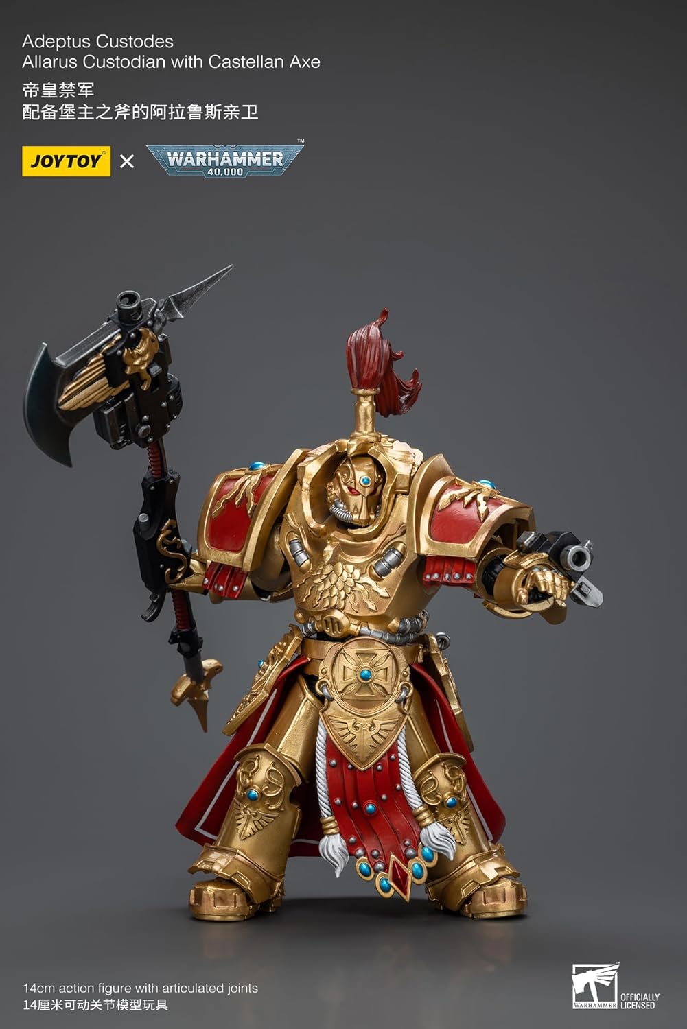 JOYTOY 1/18 Action Figure Warhammer 40,000 Adeptus Custodes Allarus Custodian with Castellan Axe 5.5 inch Collectible Action Figures Kits