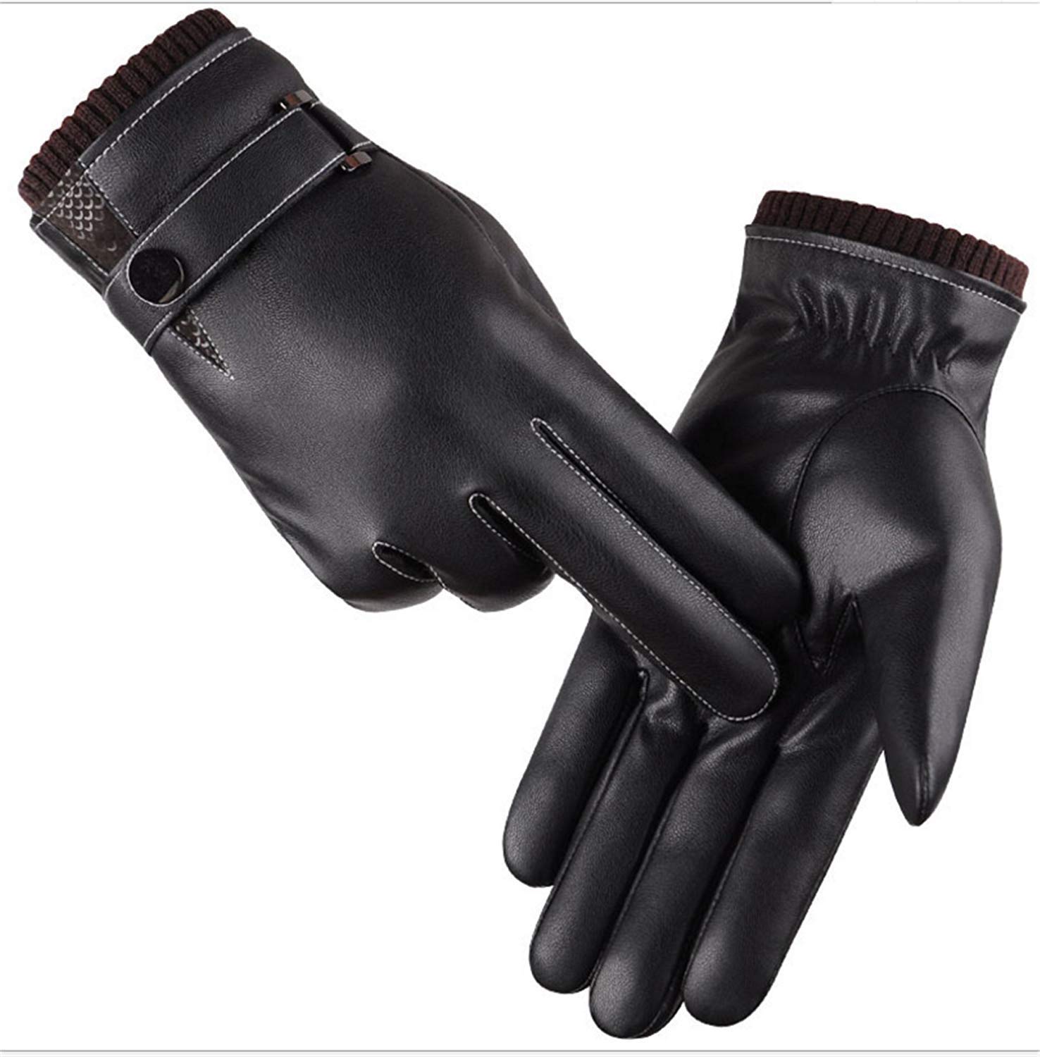 Unisex-Rękawiczki Dla Dorosłych Rękawiczki Męskie Zimowe Rękawiczki Outdoor Screen Touch Ciepłe Nowoczesne Casual Faux Leather Zimowe Ciepłe Rękawiczki Dla Męskich Rękawic Motocyklowych/Black