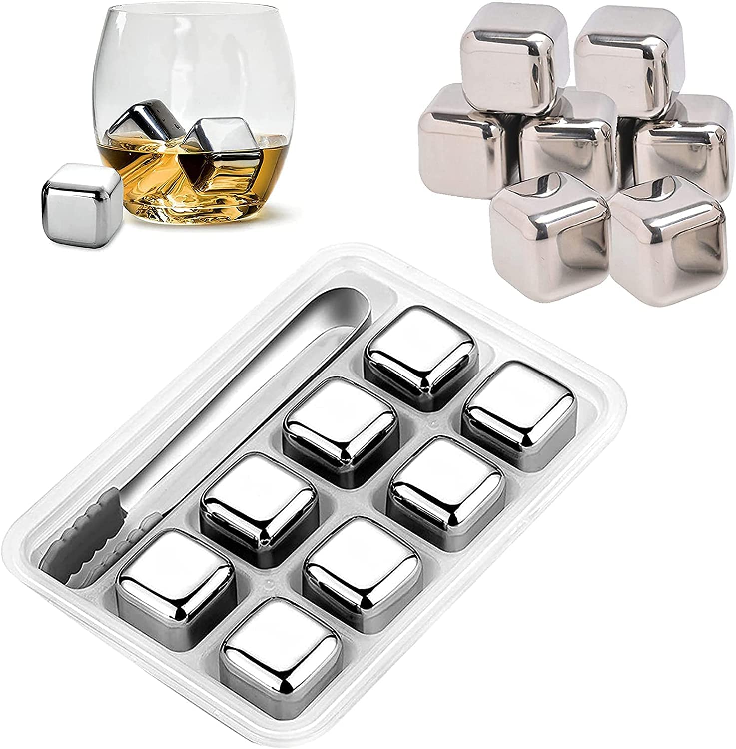 M $ T GOLDI Stainless Steel Whisky Stones Ice Cubes, Reusable Chilling Stones for Whiskey Wine, Keep Your Drink Cold Longer-image-28
