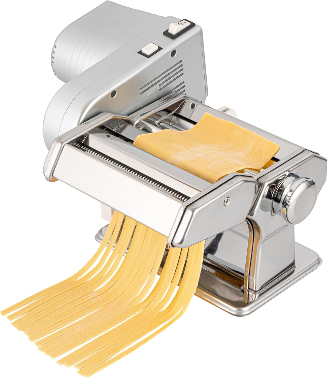Met Lux Pasta Machine And Motor, 1 Electric Pasta Maker With Cutter Attachments - 9 Adjustable Thickness Settings, Automatic, Stainless Steel Machine, For Fettuccine, Spaghetti