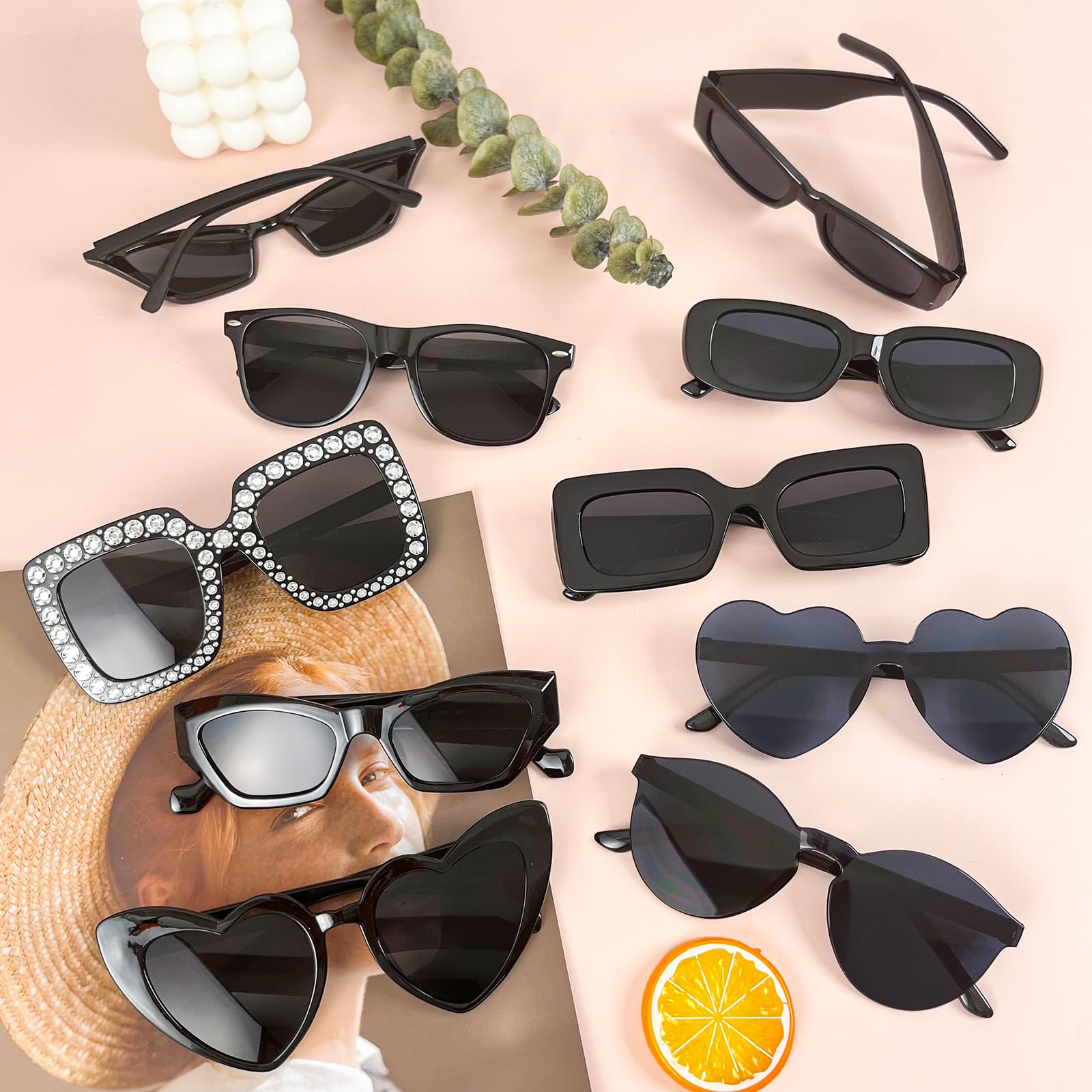 Matcheck 12 kolorowych okularów przeciwsłonecznych w różnych stylach klasyczne retro upominki na imprezę okulary akcesoria do kostiumów luzem okulary unisex dorośli