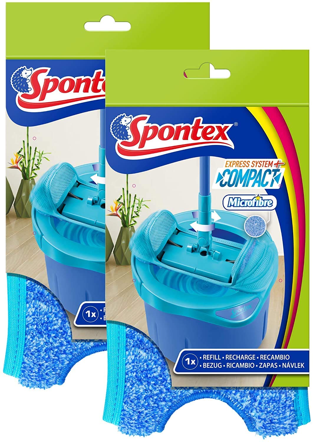 SpontexExpress System+ Compact Microfibre Replacement Covers for Quick and Comfortable Floor Cleaning - Pack of 2