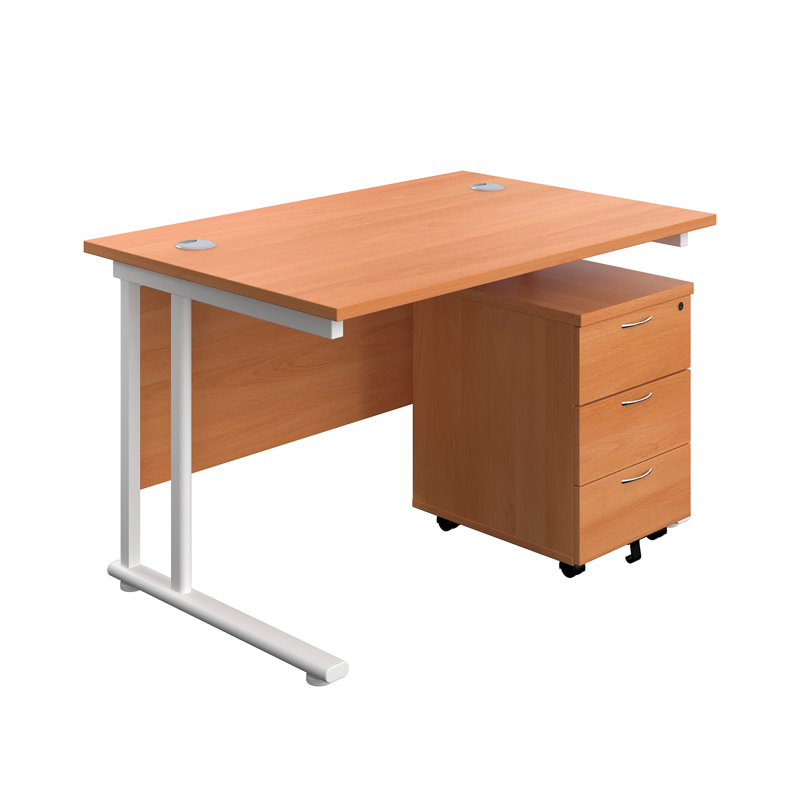 Office Hippo Heavy Duty Rectangular Cantilever Office Desk With 3 Drawer Mobile Pedestal