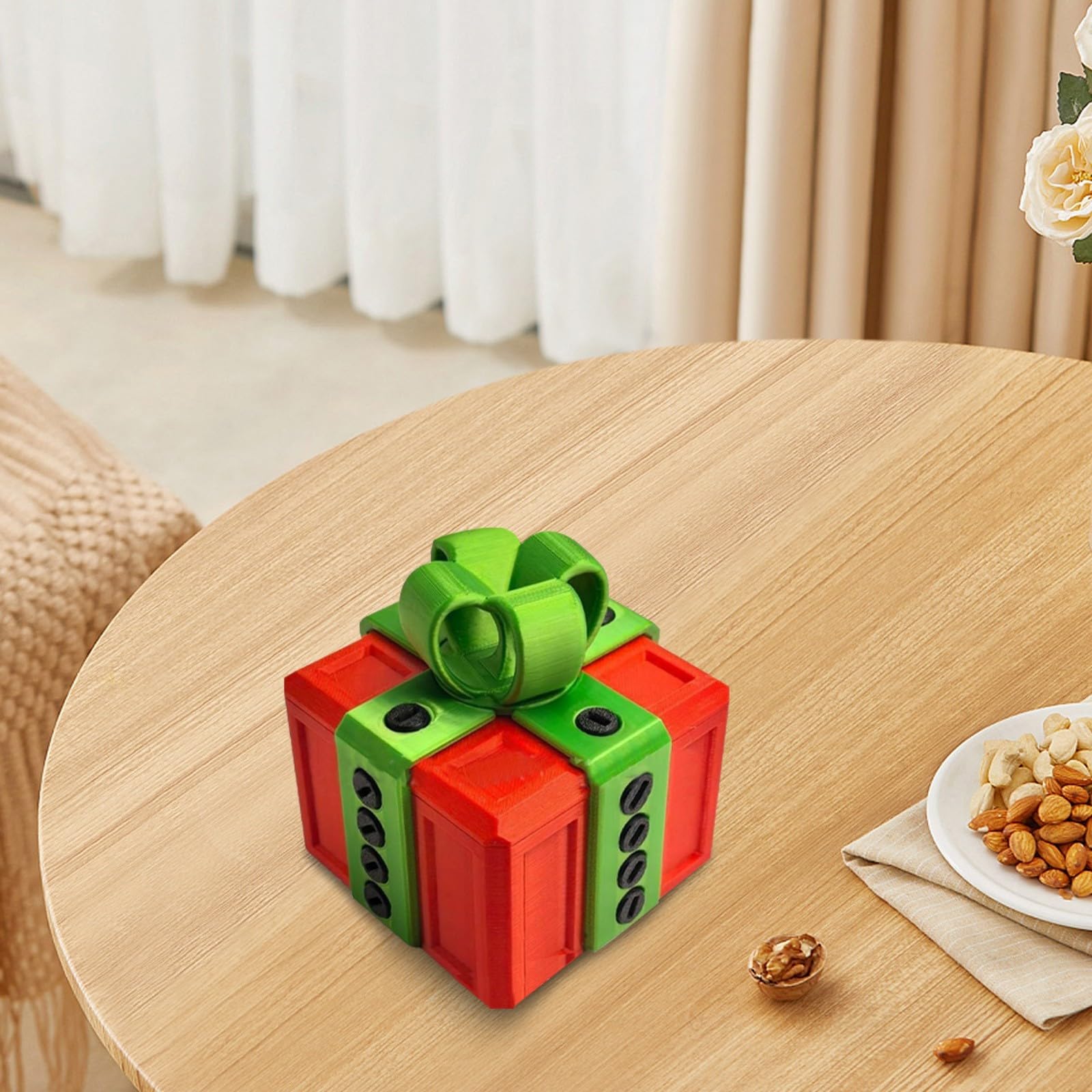 3D Printed Annoying Christmas Gifts Box Prank Ornament - Hilarious Interactive Holiday Decoration for Desk, Home Decor, Exchanges & Fun Pranks Case with Screws (R)