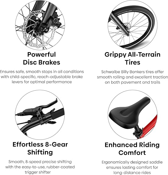 woom Explore Bicycle for Kids 6-14 Years Old, Road & Mountain Ready Bikes for Advanced Riders with Powerful Disc Brakes for Boys & Girls (20, 24 & 26 Wheels)