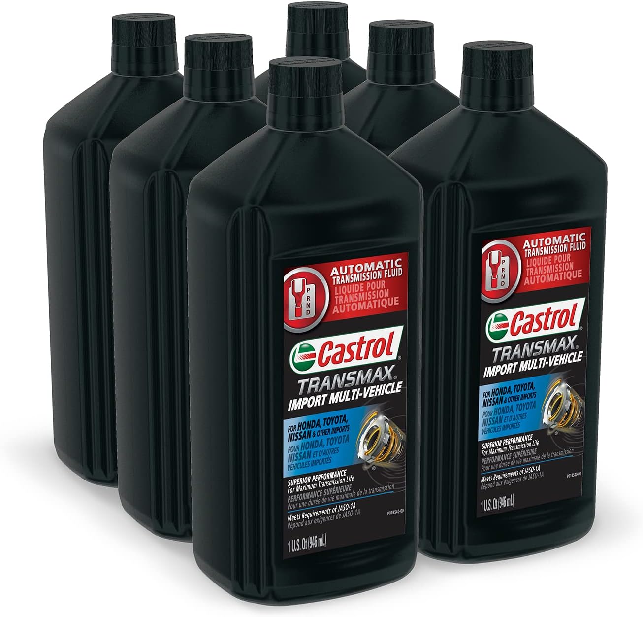 Castrol Transmax Import Multi-Vehicle Automatic Transmision Fluid, 1 Quart, Pack of 6