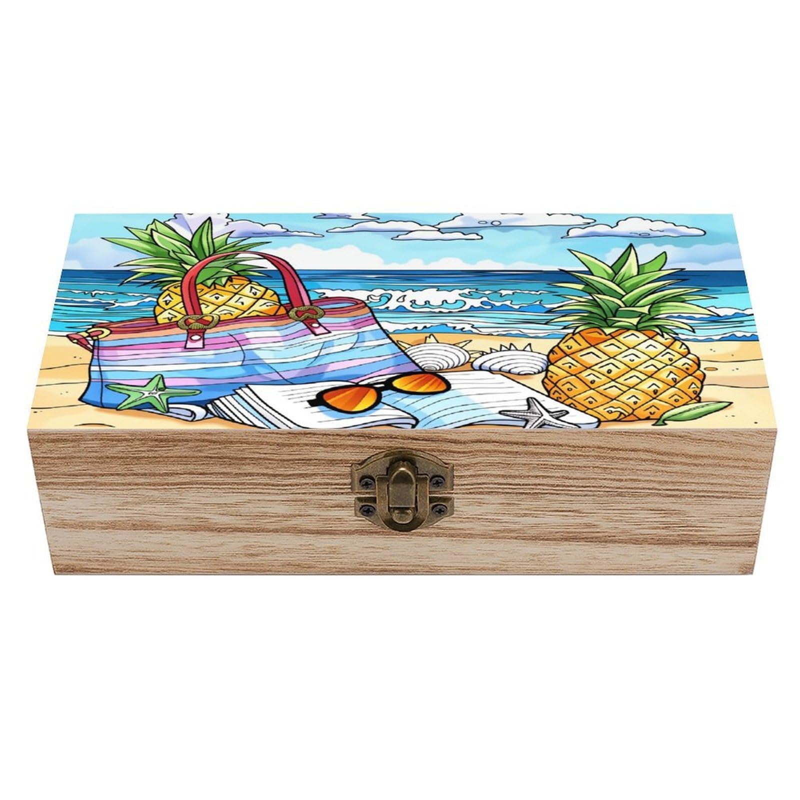 asbwuo Holiday Beach Vintage Wooden Keepsake Box