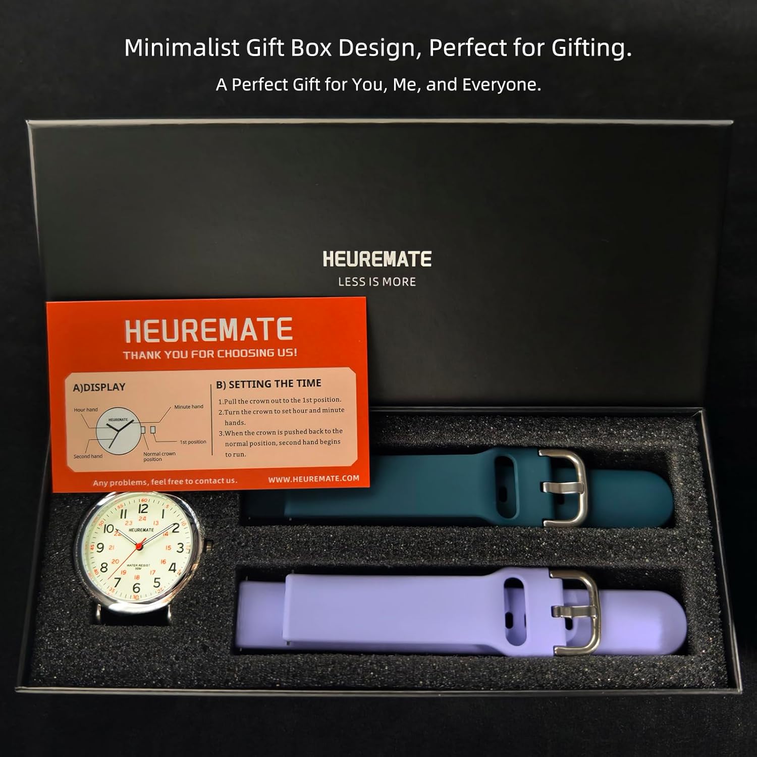 5ATM Waterproof Simple Unisex Analog Watch, Medical Professional Nurse Watch with Luminous Easy-Read Dial, Military Time, 24-Hour Second Hand, Silicone Band for Students, Fashion Women Men